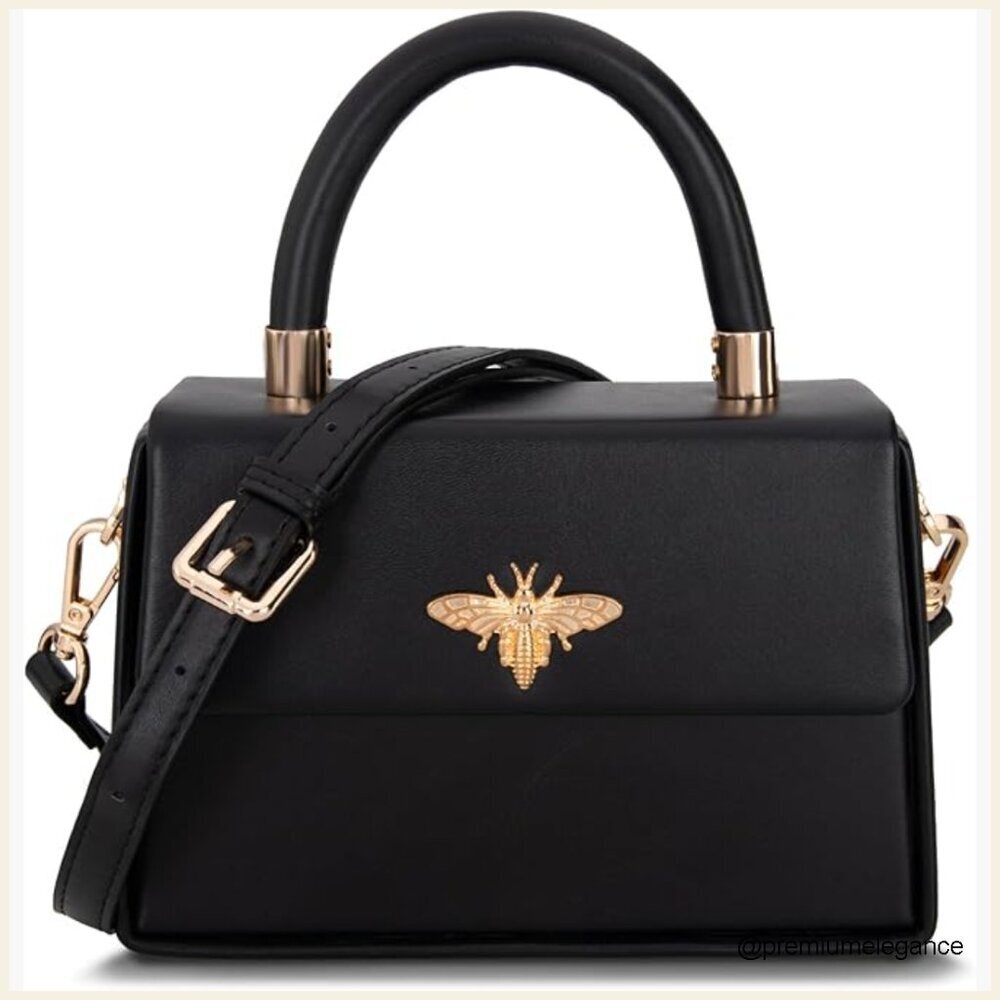 Mini Vegan Leather Crossbody Bag with Top Handle and Adjustable Strap